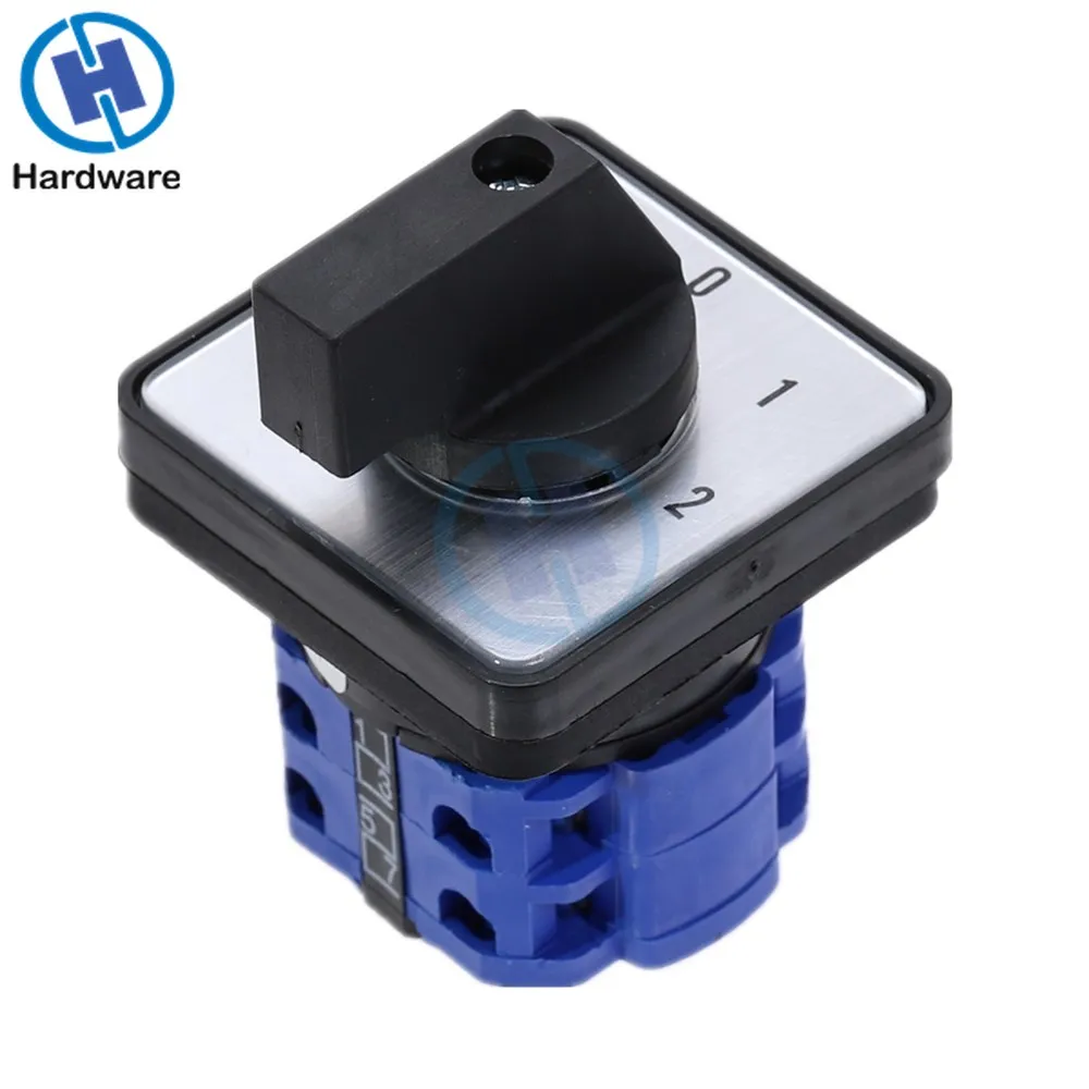 Interruptor de cambio de leva rotativa de 20A, 660V, 3 posiciones, 0-1-2, 8 terminales, LW28-20