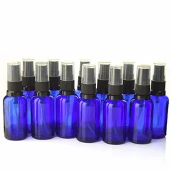 Spray de vidro azul/cobalto vazio 12 peças, vaporizador com spray de névoa fina para atomizador de perfume de óleo essencial 30ml