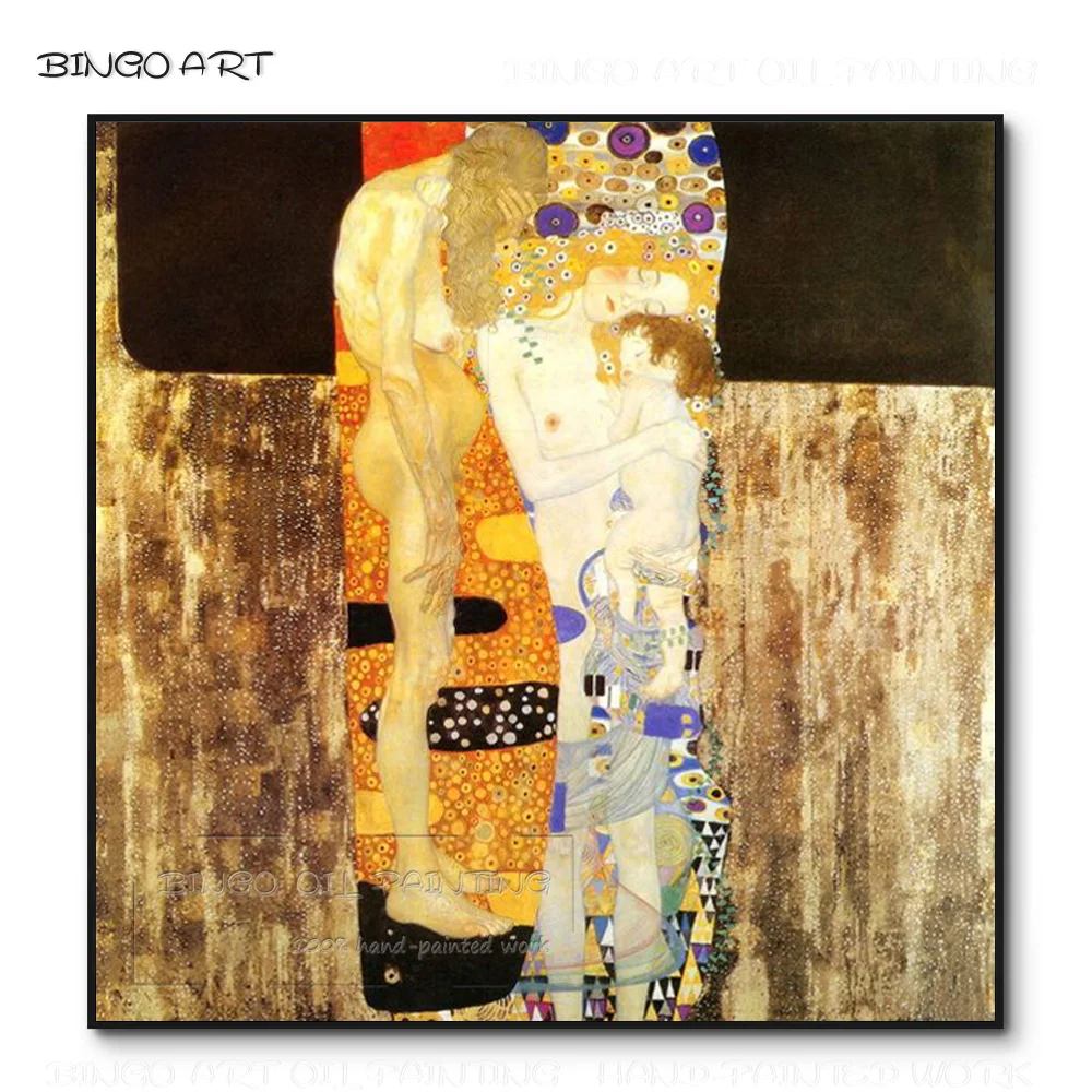 Top Artist Hand-painted The Three Ages of Woman Oil Painting on Canvas Reproduction Gustav Klimt Famous Artwork Oil Painting