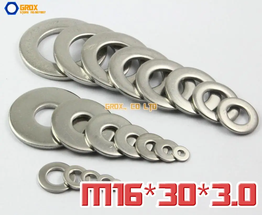 

20 Pieces M16 x 30 x 3.0 Flat Washer 304 (A2-70) Stainless Steel