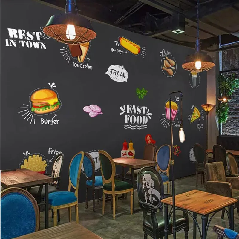 Fashion hand-painted gourmet Western restaurant background wall professional production mural photo wallpaper custom