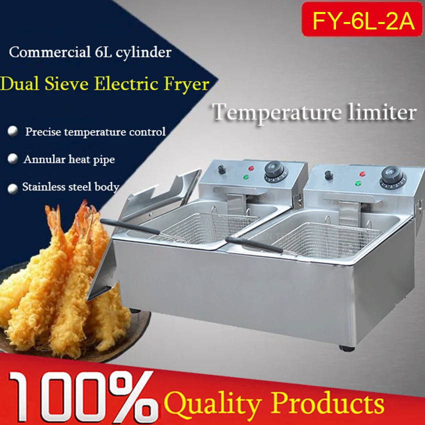 1PC Commercial Electric Fryer Frying Machine high power deep fryer fast heating Stainless Steel Frying Machine Hot Sale