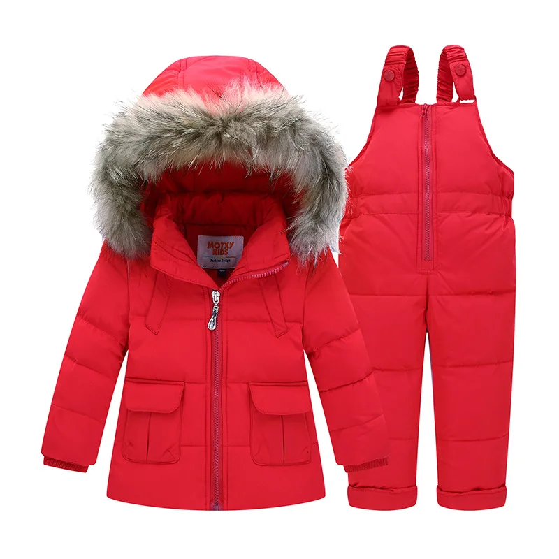 new Baby Girls Boys Winter Down Clothes Sets Outdoor Warm Infant Suits Thick Coats+Overalls Windproof Child Kids Suits