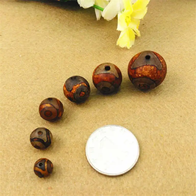 TSB0438 Tibet Amulet Beads Carnelian  Antiqued Tibetan Three Eyes Dzi 8mm 10mm 12mm 14mm 16mm 18mm 20mm