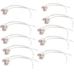 DIY 10PCS Creamic MR16 Socket Lamp Holder Bulb Light Wire Connector Socket - White