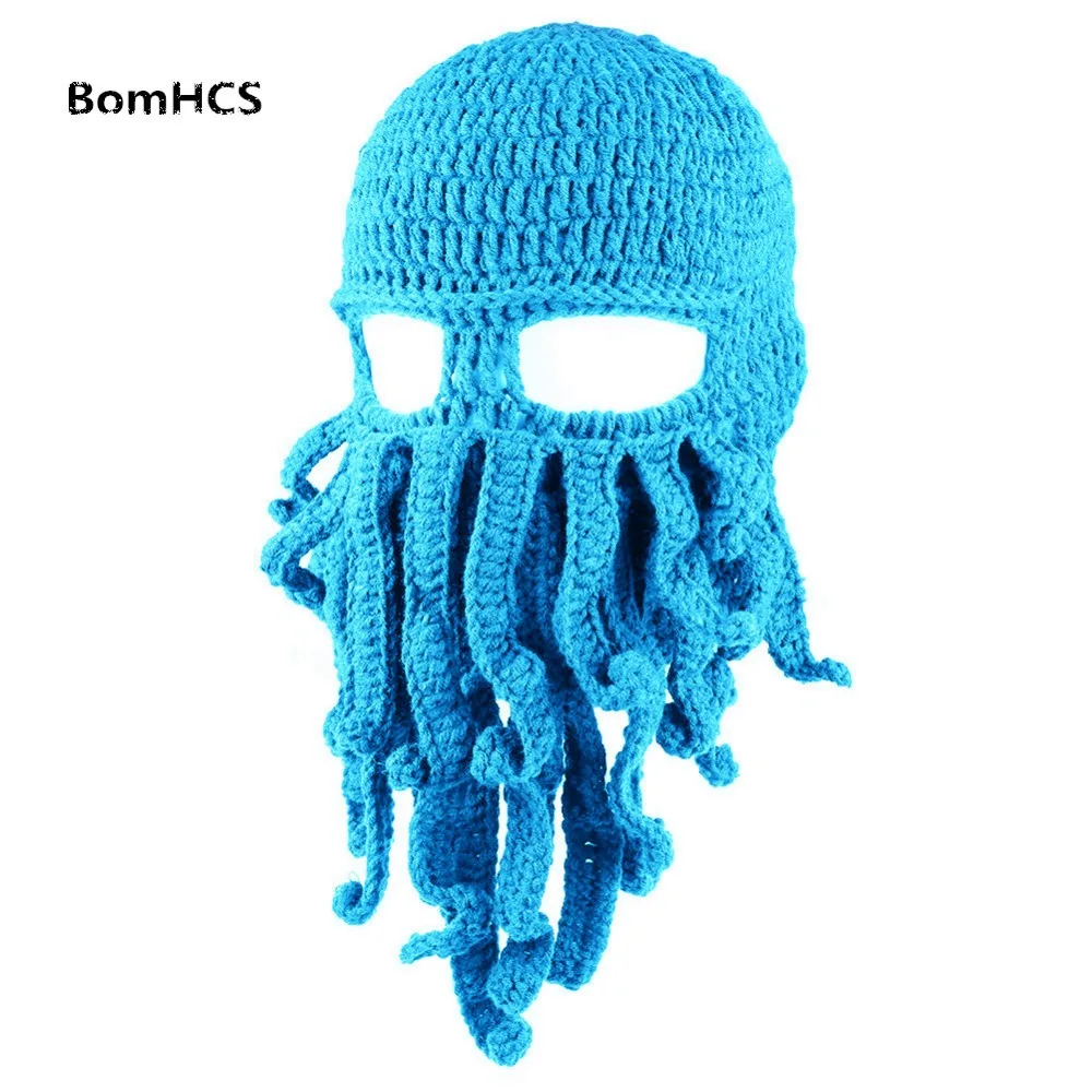 BomHCS 23 Colors Novetly Octopus Beanie Funny Handmade Crochet Cuttlefish Antenna Mask Windproof Hat