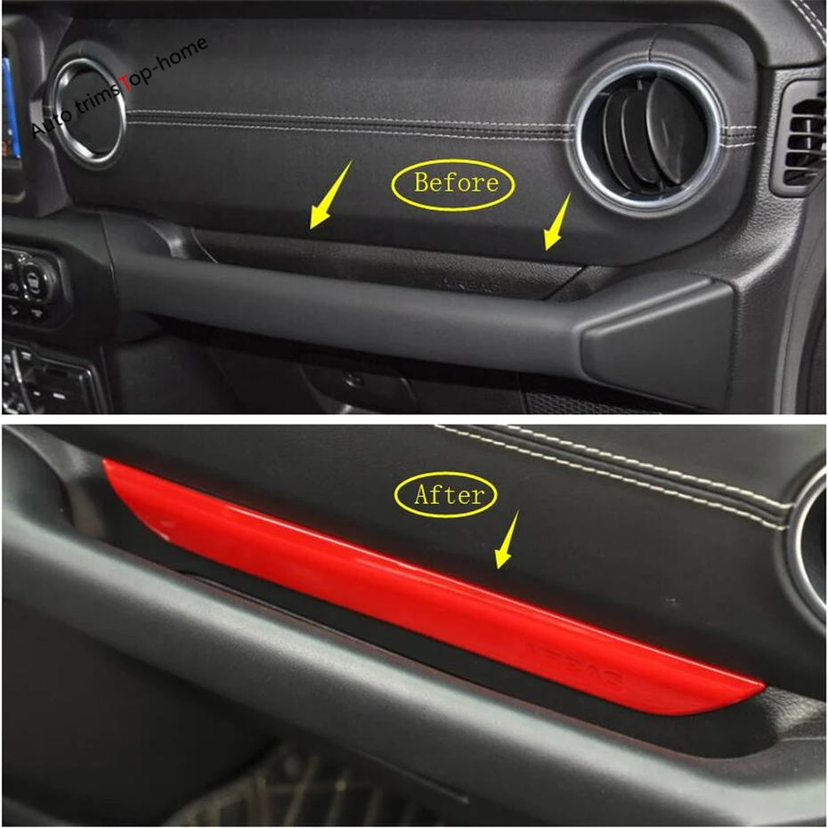 

Yimaautotrims Copilot Glove Handle Panel Cover Fit For Jeep Wrangler JL 2018 - 2022 Red / Carbon Fiber ABS Interior Mouldings