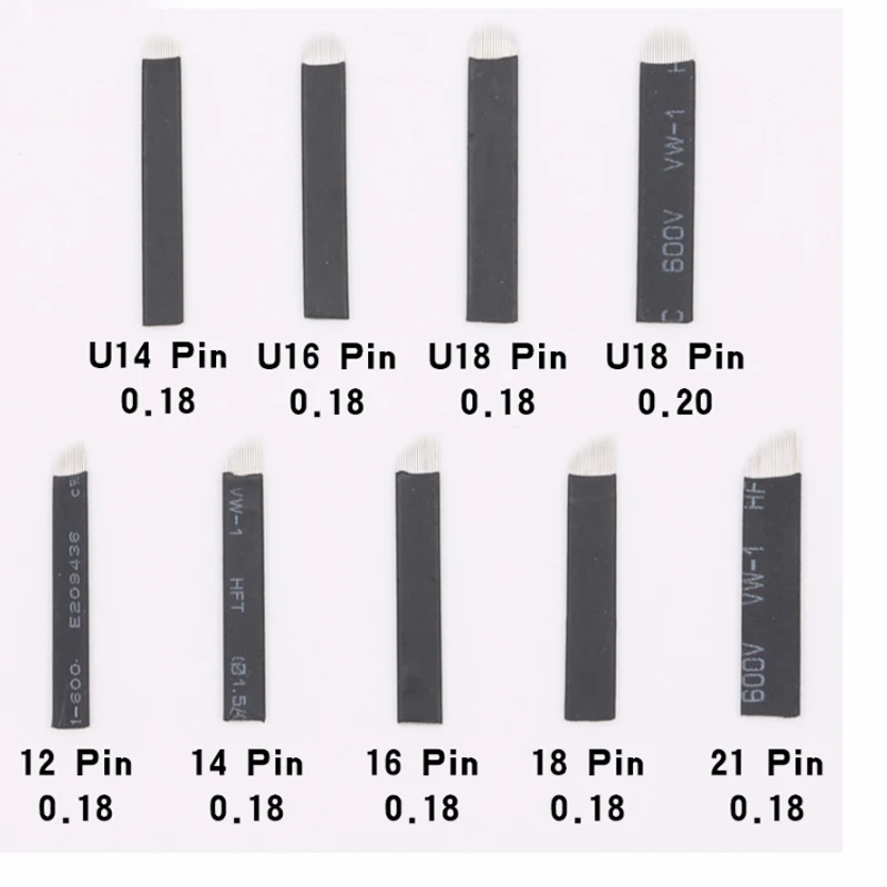 50 sztuk materiały do tatuażu dermografo igły do tatuażu 0.15/0.18mm 18U kształt tebori tatuaż ostrza do ręcznego microblading pen