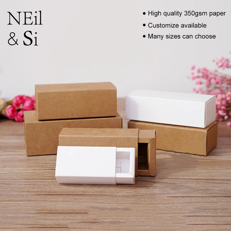 White Kraft Paper Drawer Box Gift Candy Chocolate Biscuits Cookies Candle Bottle Packaging Paperboard Boxes 30pcs 