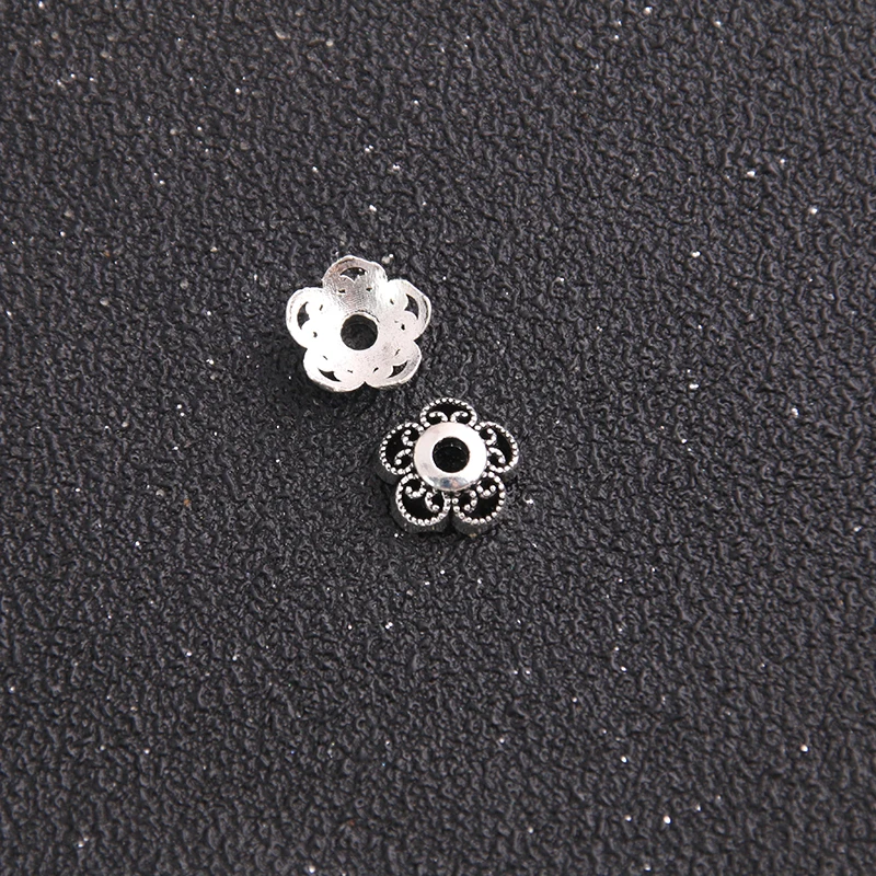 30pcs 10*10mm  Two Color Metal Alloy Hollow Flower receptacle  DIY spaced jewelry accessories Charms Receptacle Ball Caps