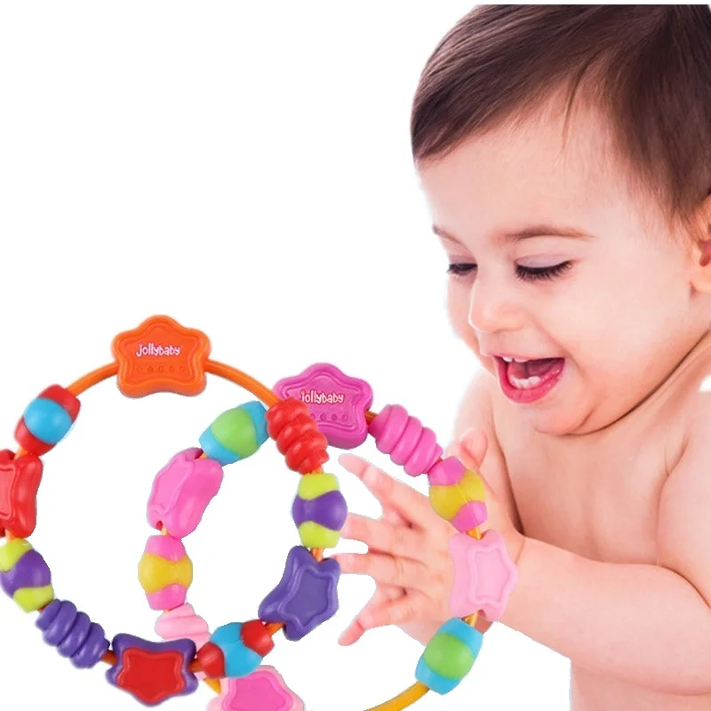 Sozzy Infant Molar Circles Safety Baby Bracelet Teether Tooth Training Grasping silicon Toys Dental Care Colorful Suit 0-3Year