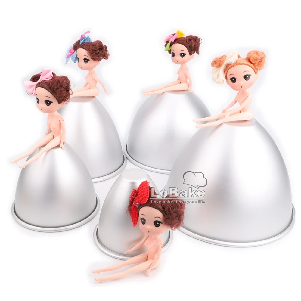 4 5 6 7 8 inches princess doll girl 's skirt cake mold aluminium metal moldes cake pan tin for DIY baking wedding decoration