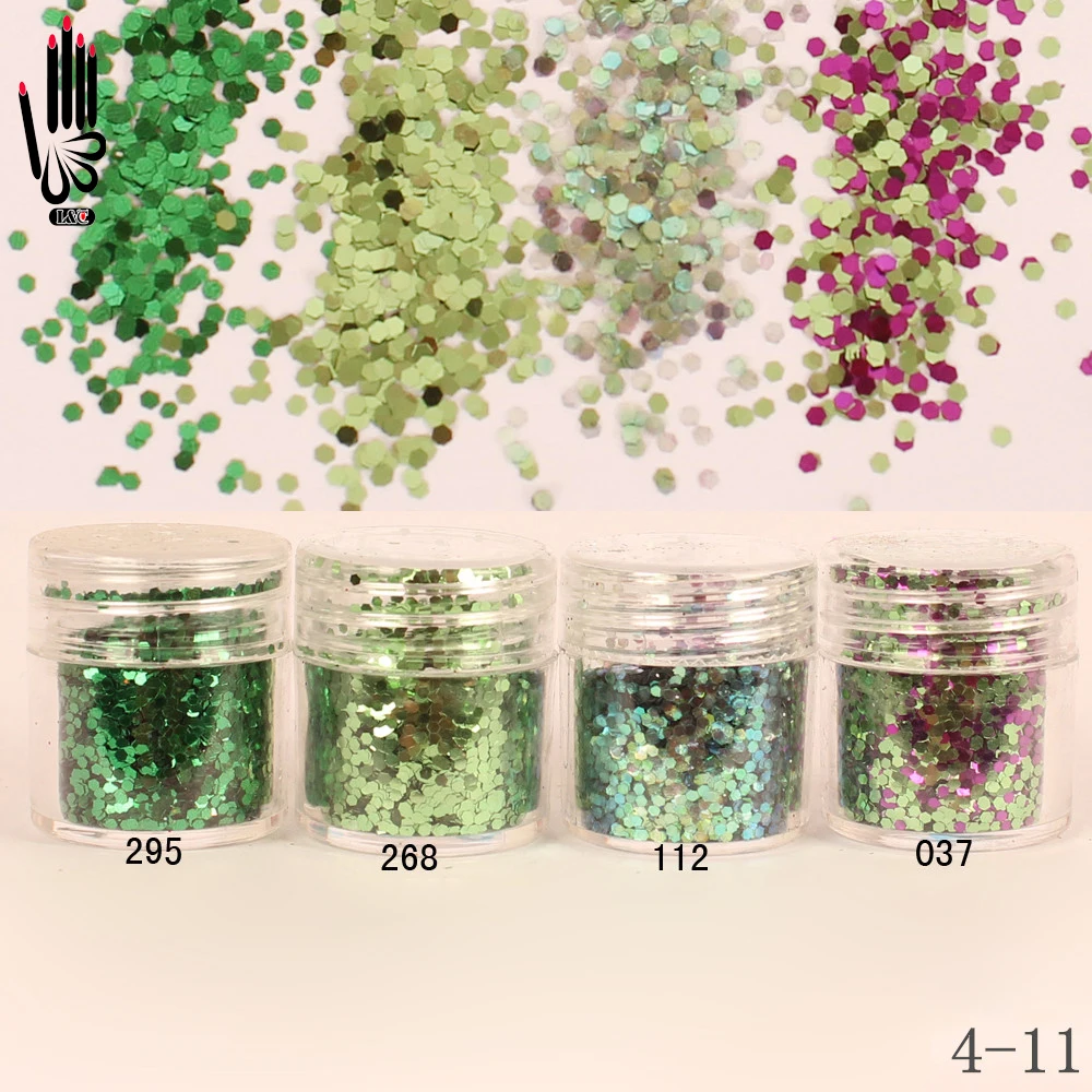 1 Jar/Box 10ml Nail Beauty 4 Grass Green Nail Glitter Hex Sequins Powder Paper For Nail Art Decoration Optional 300 Colors 4-11