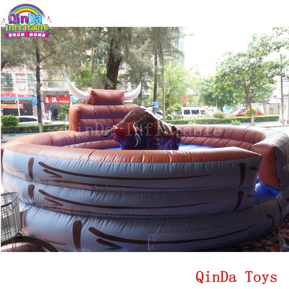 Hot product inflatable jumping mattress for mechanical bull,round inflatable bull mat with free air blower