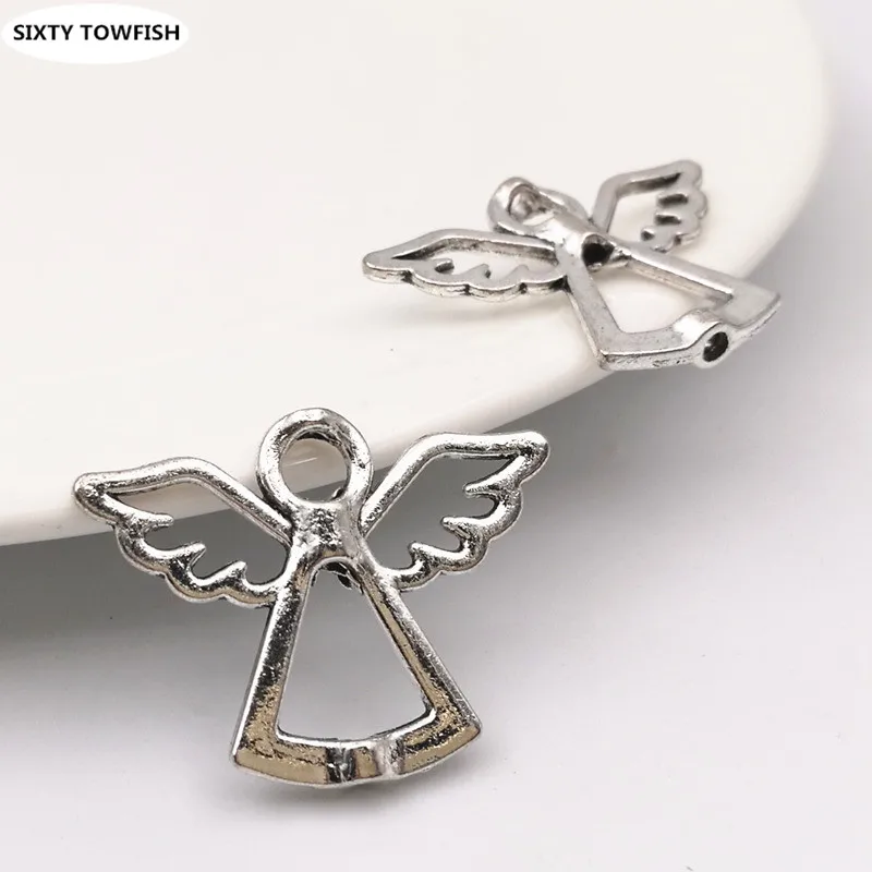 100pcs 22x30mm Metal/Alloy Antique Silver Color Angel Charms Pendant Jewelry Connection Accessories Findings