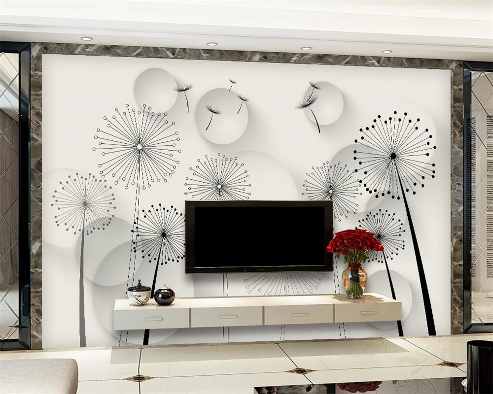 

Beibehang Custom wallpaper modern minimalistic abstract dandelion TV sofa background wall living room bedroom mural 3d wallpaper