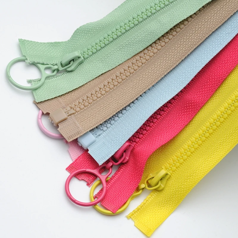 14 colors Mix 3# resin zipper 25cm/60cm Candy colors zippers round ring zipper slider for DIY Sewing Bag garment accessories