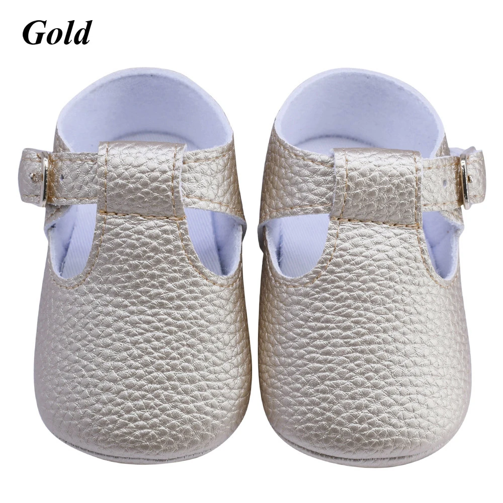 Newborn Baby Shoes Gold Buckle PU Leather Boy Girl Shoes Toddler Soft Sole Anti-slip First Walkers Infant Moccasins