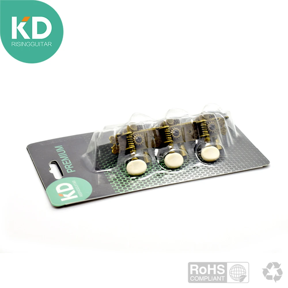 KD clássico Oval botão guitarra Tuning Pegs, Bronze antigo, máquina cabeças acessórios