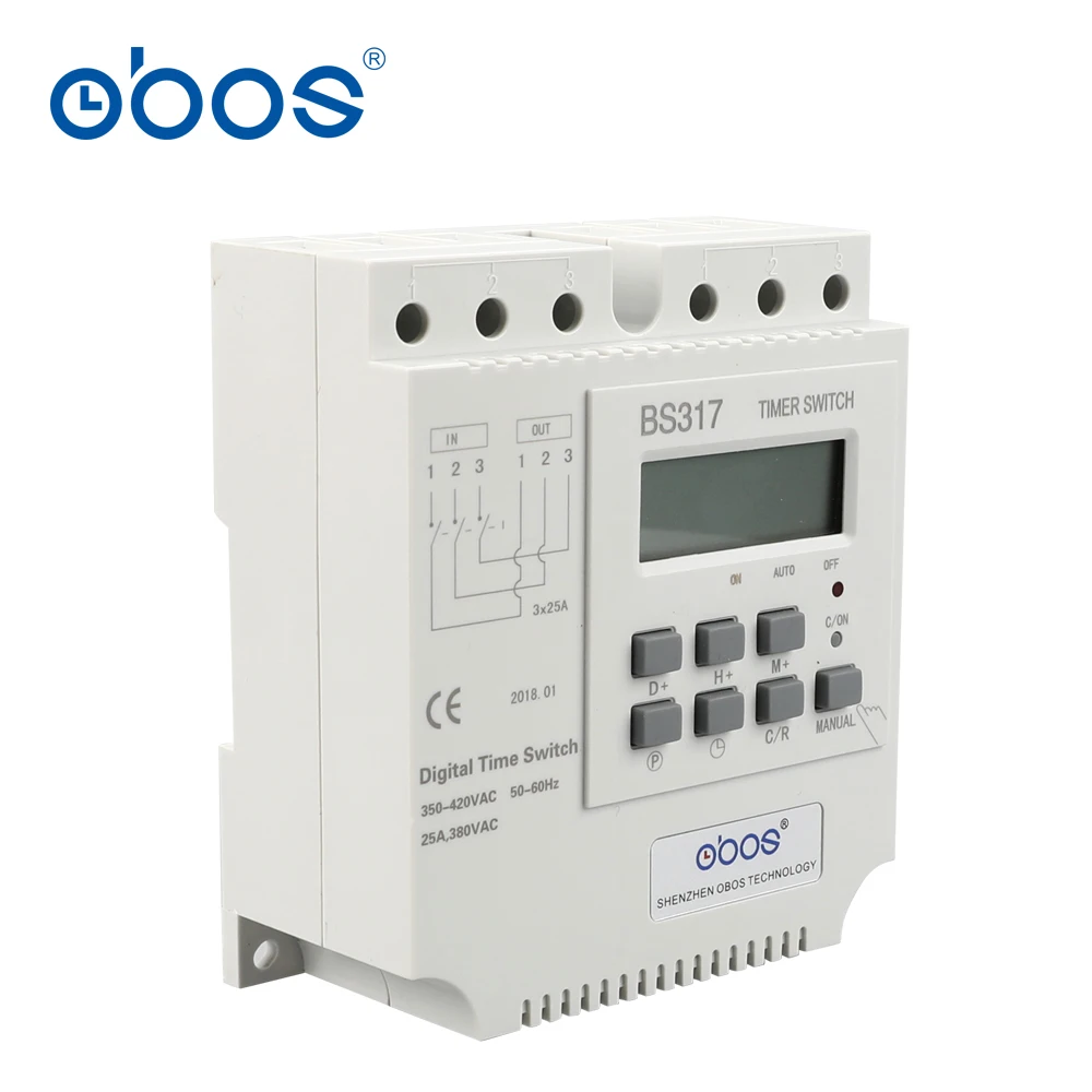 new good credit good quality three phase 380V 25A din weekly timer digital timer with 17 times on/off time set range 1min-168H