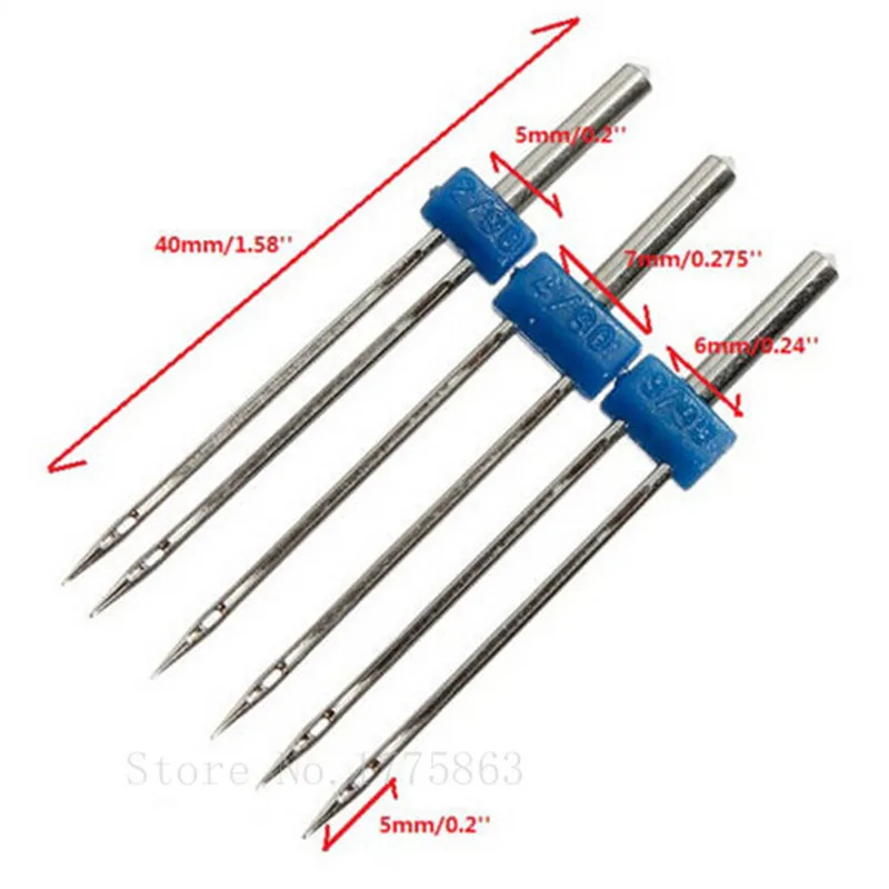 New 3Pcs Double Twin Needle Sewing Machine Needles Pins Clothing Decor Needlework Craft Size 2.0/90 3.0/90 4.0/90 AA7364