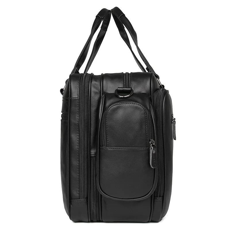 Nesitu-maletín de cuero genuino de gran capacidad para hombre, bolsas de mensajero para ordenador portátil de 15,6 pulgadas, Cartera de viaje de negocios, color negro, M7150