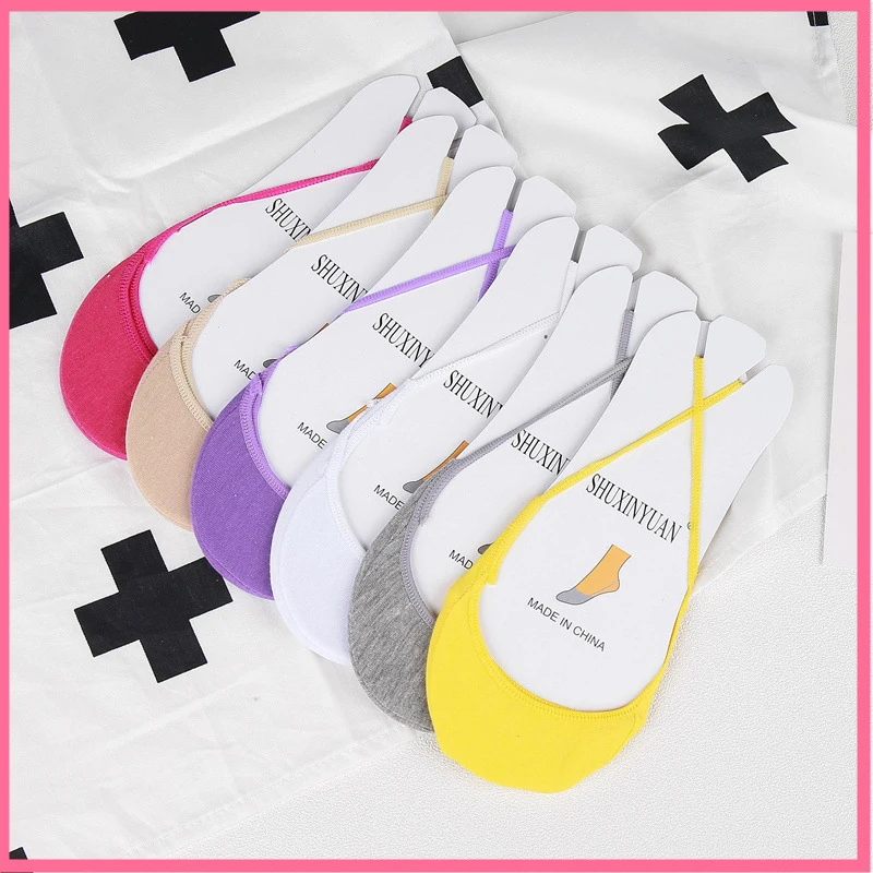 SP&CITY Soft Cotton Slippers Female Colorful High Heels Socks Fashion Women Breathable Boat Socks Summer Short  Invisible Socks