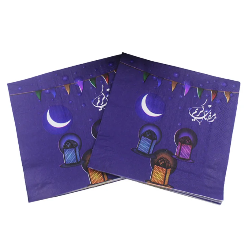 16/20pcs Ramadan Kareem Paper Tissue Ramadan Decoration 2023 Disposable Napkins Islamic Muslim Party Supplies Eid Decorations