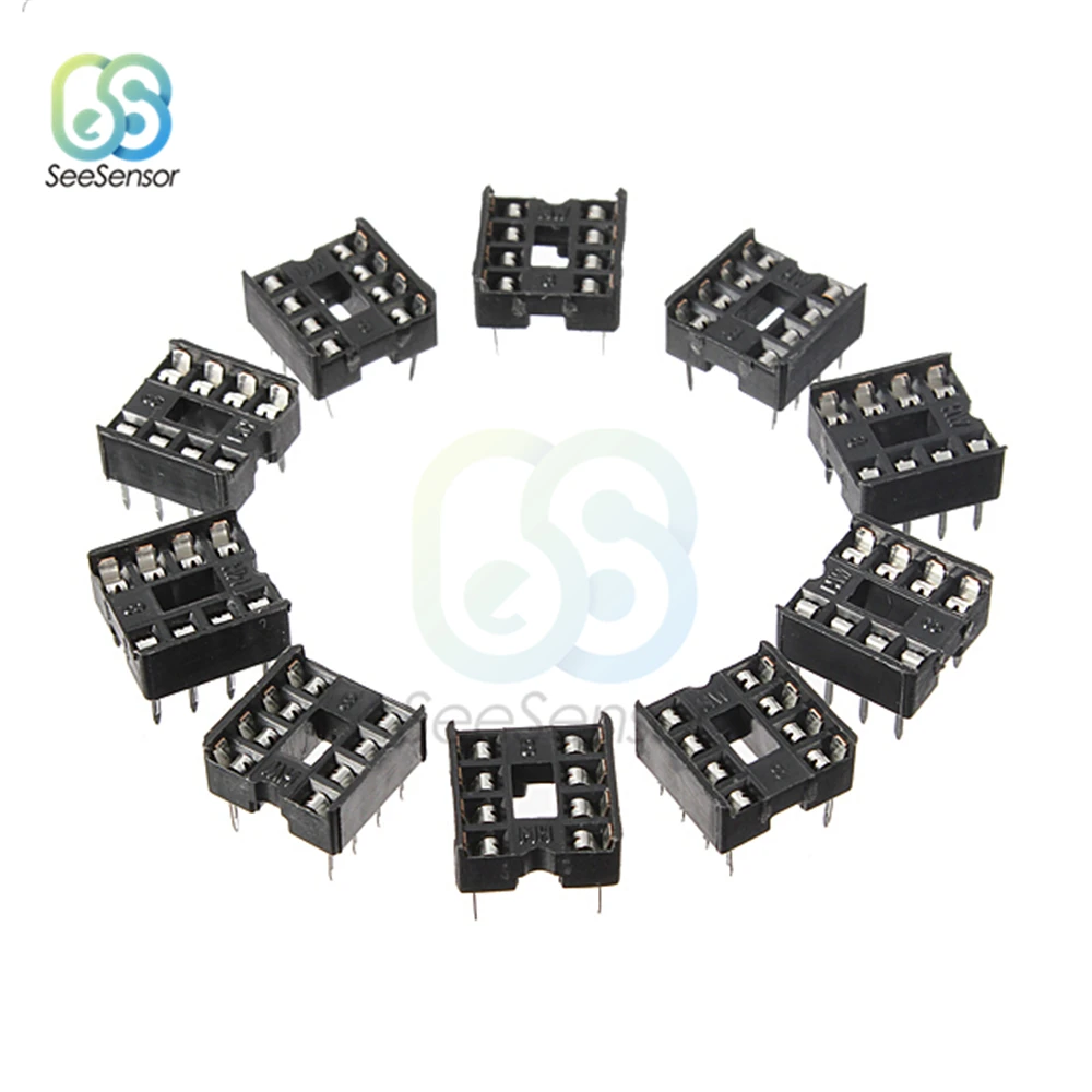 10Pcs/lot 2.54mm 8 Pin 8 Pin DIP-8 8DIP 8 DIP IC Sockets Adaptor Solder Type IC Connector