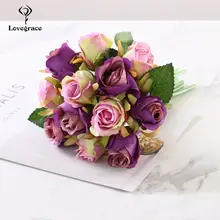 Artificial Wedding Bouquet 12 Heads White Green Rose #2