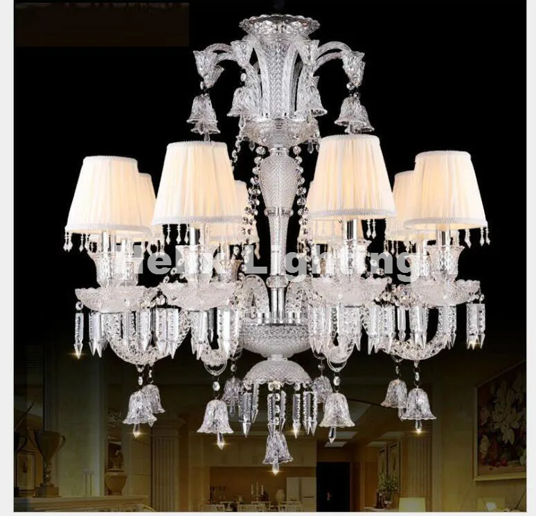 New Arrival Modern Clear Luxurious Pendant Lamp K9 Clear Crystal Chandelier 6/8/10Arms K9 Class A K9 Crystal Chandeliers AC E14