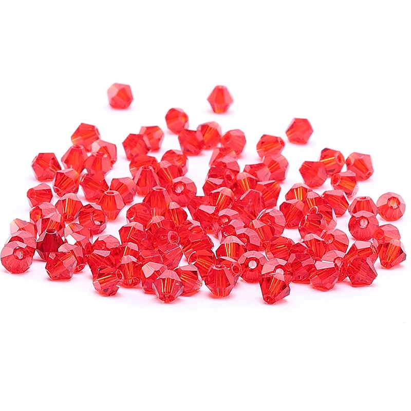 Red 4mm 100pc Austria Crystal Bicone Beads 5301 Crystal Beads Bulk Necklace Glamour Handmade  S-68