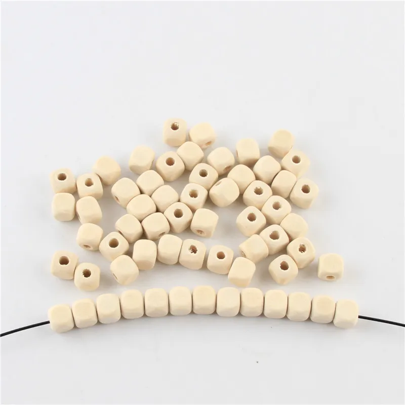 100Pcs Natural Color Wood Beads 8/10mm Square Wood Spacer Beads For Jewelry Making DIY Bracelet Necklace Handmade Accessories