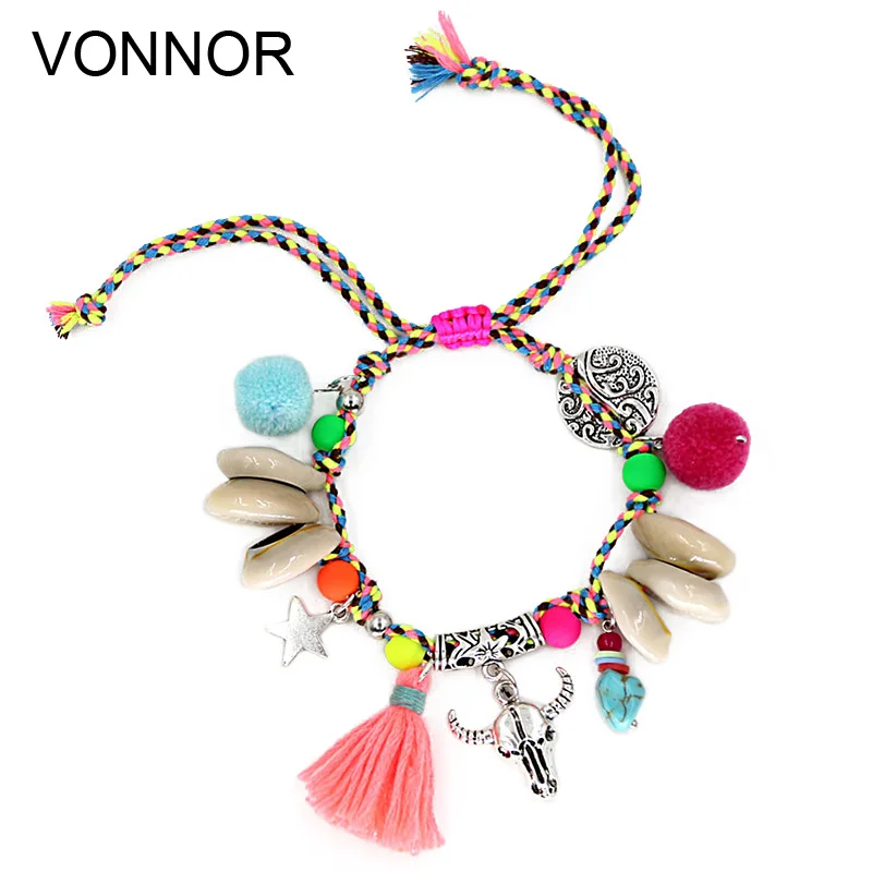 VONNOR Jewelry Women\'s Bracelets Bohemian Colorful Accessories Handmade Beads Shells Alloy Pendant Friendship Strand Bracelets