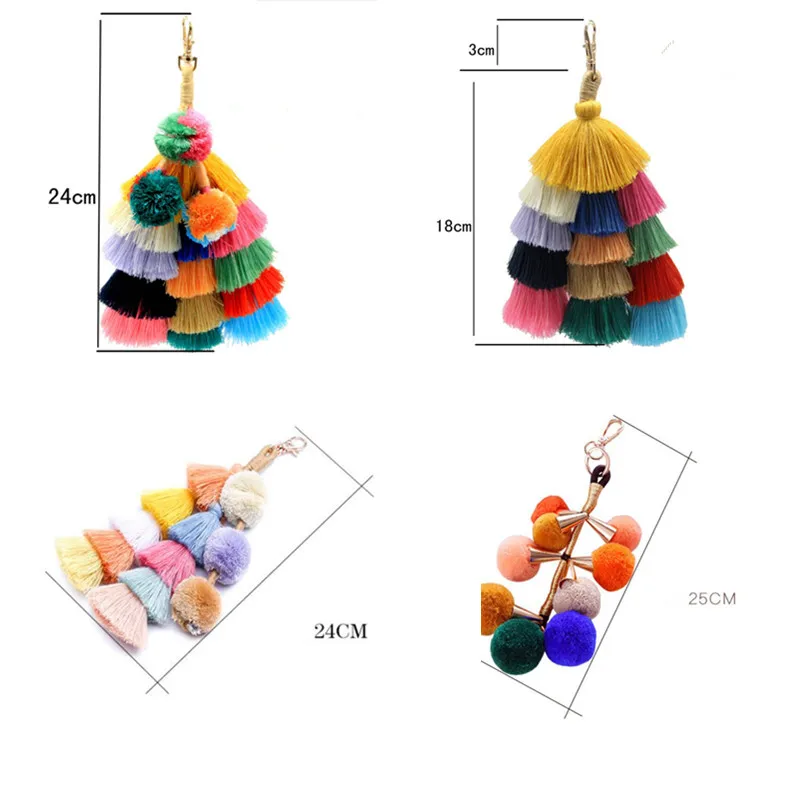 2018 Fashion Pompon Key Cute Women Leaf Bag Lovely Tassel Pendant For Wallet Bags Parts Accessories Handbag 4 Styles