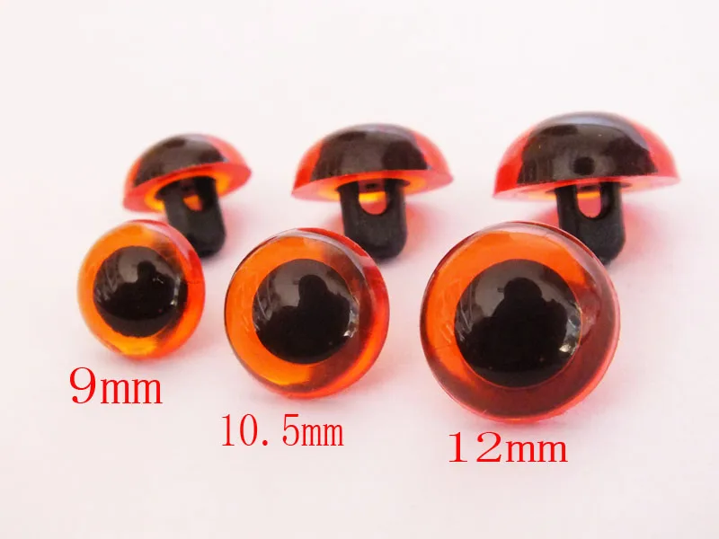 mixed size amber color Plastic Sew On Eyes Round Pupils Loop on Back Teddy Bear Doll ---60pcs