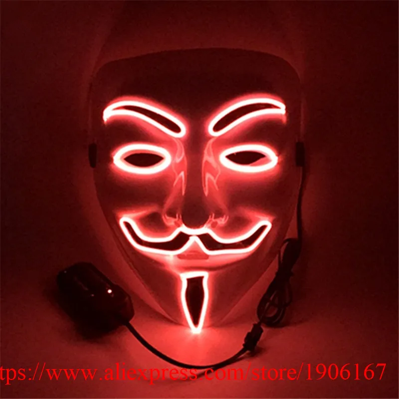 5 Pcs EL Wire Luminous Party Mask Night Club Show Illuminate Flashing Halloween Masquerade Masks Performance Dance wear