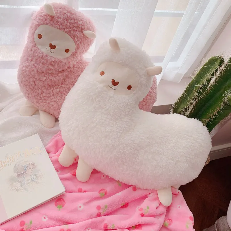 

47cm Soft Kawaii Alpaca Plush Pillow Cute Cartoon Animal Lamb with Blanket Stuffed Doll Baby Sleeping Pillow Kids Birthday Gifts