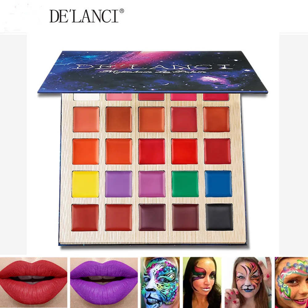 Lipstick Palette  DE'LANCI Matte Multishade lip palette Beauty Makeup 25 Colors Professional Lipgloss Halloween Face Paint Oil