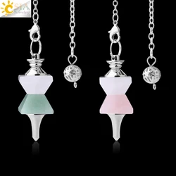 CSJA Natural Stone Reiki Pendulum Quartz Pendant for Dowsing Meditation Pyramid Energy Gem Stones Women Men Divine Pendules F764