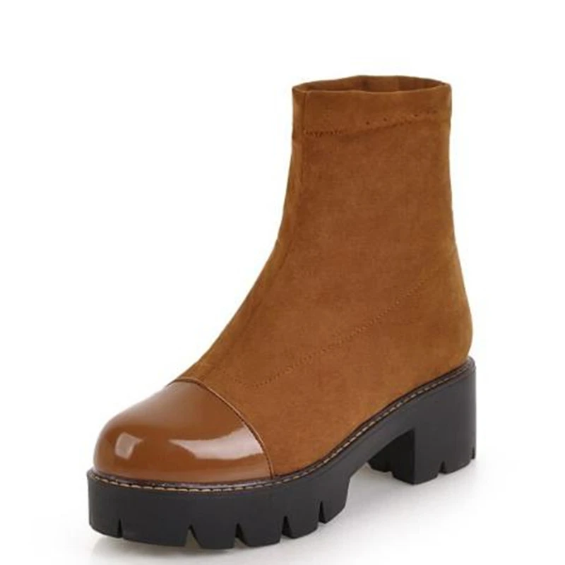 Women Boots Autumn winter New style fashion Short boots Middle heel Student Round head Grind Cashmere Elastic force Women Boots