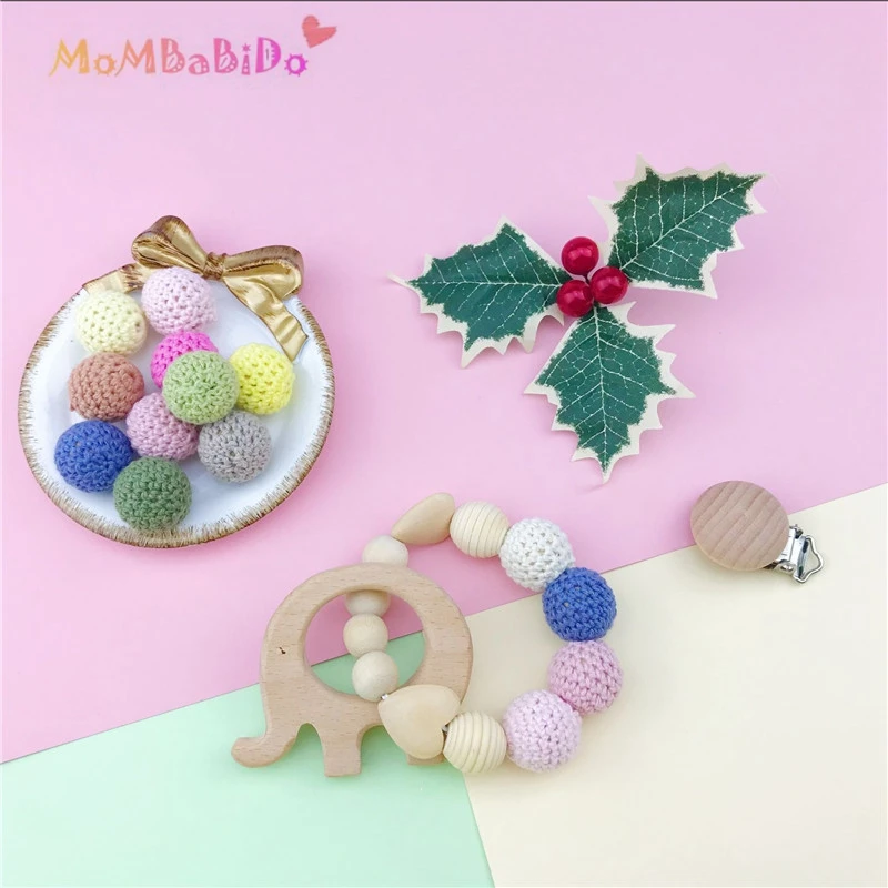 Pulsera de madera para bebé, dentición en forma de Animal para bebé, cuentas de silicona de madera orgánica, sonajero para bebé, accesorios para cochecito, el mejor regalo