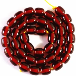 elegant dark red resin beeswax barrel rice shape 9*9mm 10*10mm 12*12mm loose beads charms jewelry making 15inch B59