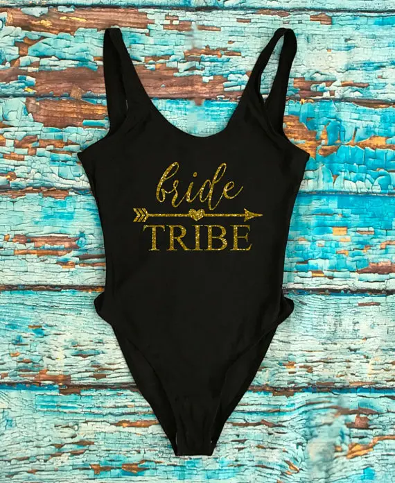 personalized Bride Tribe Bridesmaid Bathing Suits Honeymoon Bachelorette Swimwear Swimsuit Wedding Gifts favors