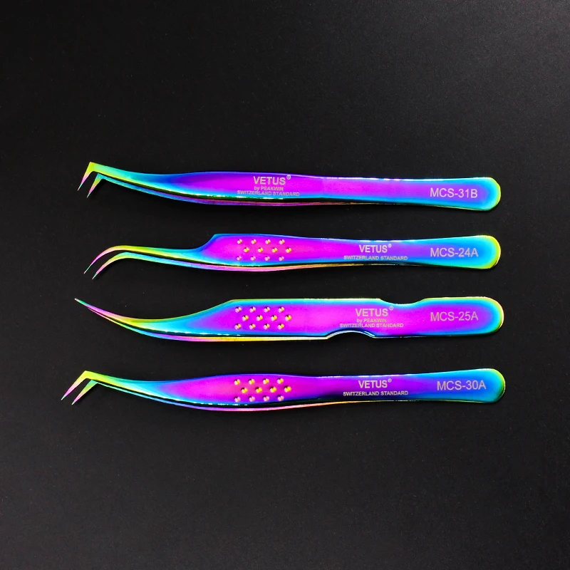 Stainless Steel Lashes Tweezers Makeup 3D Volume Eyelash Extension Tweezer Anti-Static Non-Magnetic Fan lash Tweezers