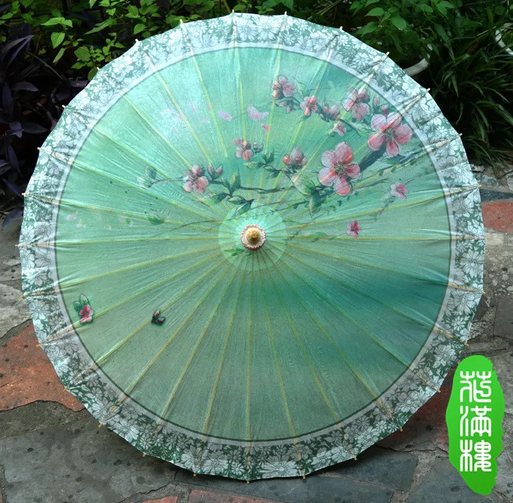 Dia 84cm chinese spring scenery peach flower parasol oiled paper umbrella women traditional handmade dance props umbrella