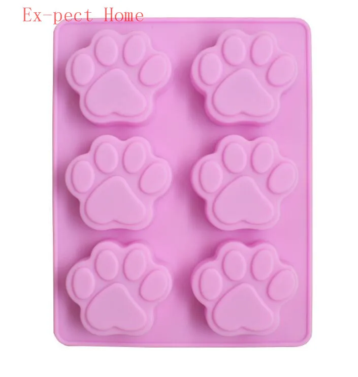 

50pcs/lot wholesales Silicone mold 6 lattices catlike footprint handmade soap mold silicone cake moulds