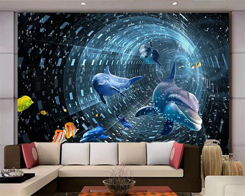 

beibehang papel de parede Custom Photo Wallpaper 3d Fresco Sci-Fi Fantasy Dolphin TV Wall Decorative Painting wallpaper 3d mural