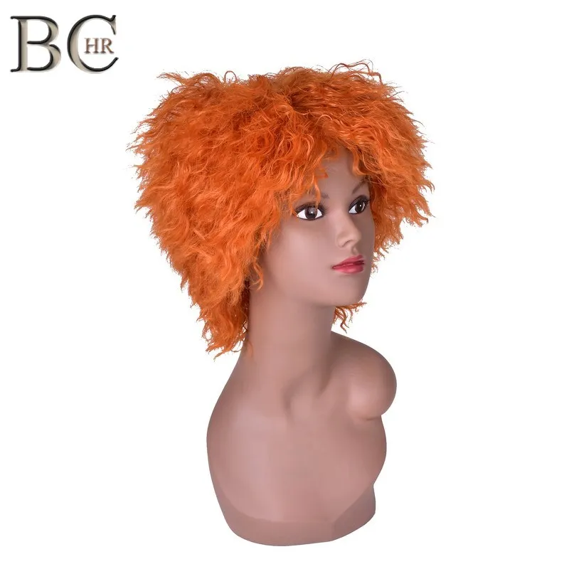 BCHR-Peluca de fibra de alta temperatura, cabello sintético rizado de Alicia en el país de las Maravillas Mad Hatter, longitud media, naranja