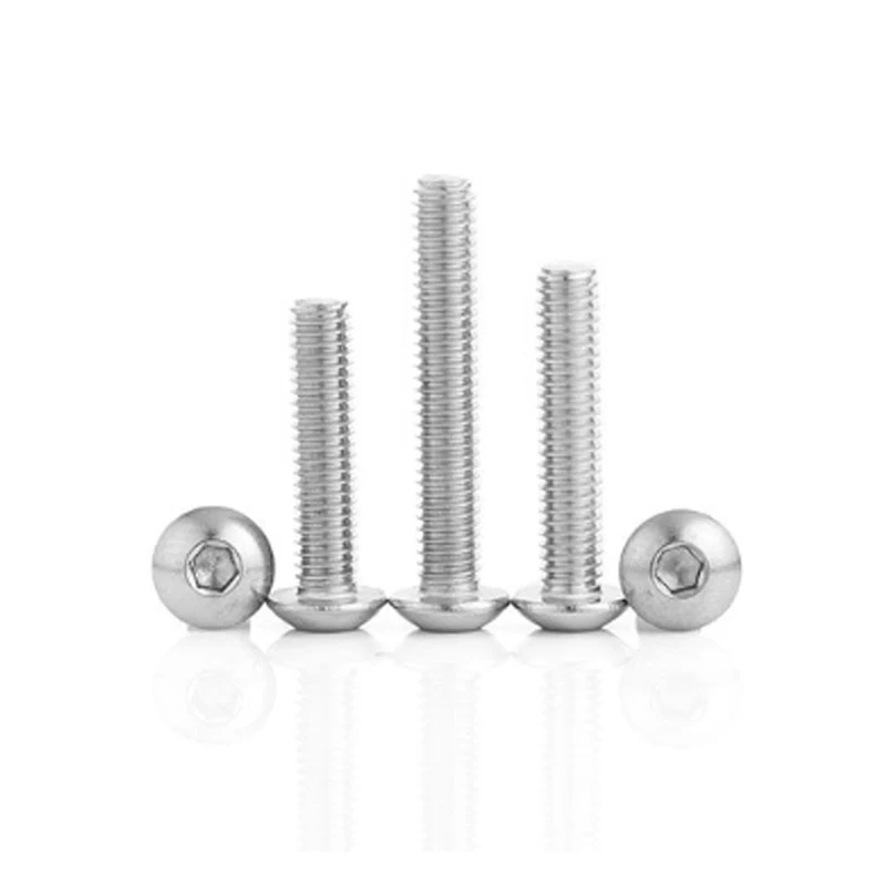 20pcs/lot M3 M4 M5 6/8/10/16/20/25/30/35/40mm ISO7380 304 Stainless Steel Hexagon Socket Button Head Screw